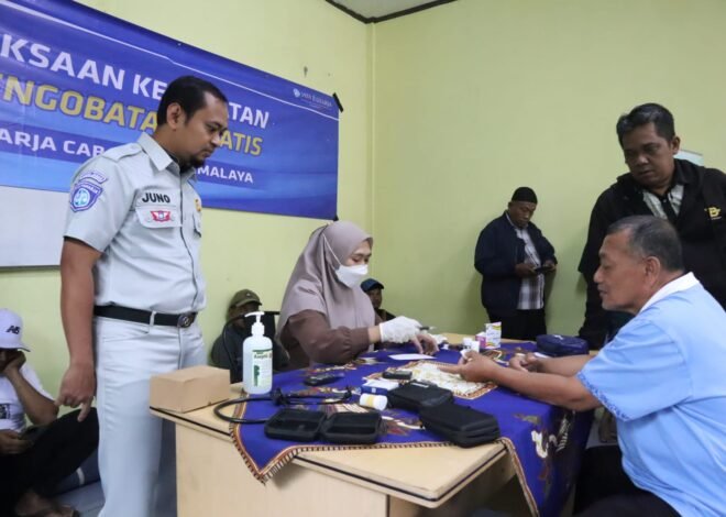 Jasa Raharja Cabang Tasikmalaya Laksanakan Pemeriksaan Kesehatan dan Pengobatan Gratis di PO Doa Ibu