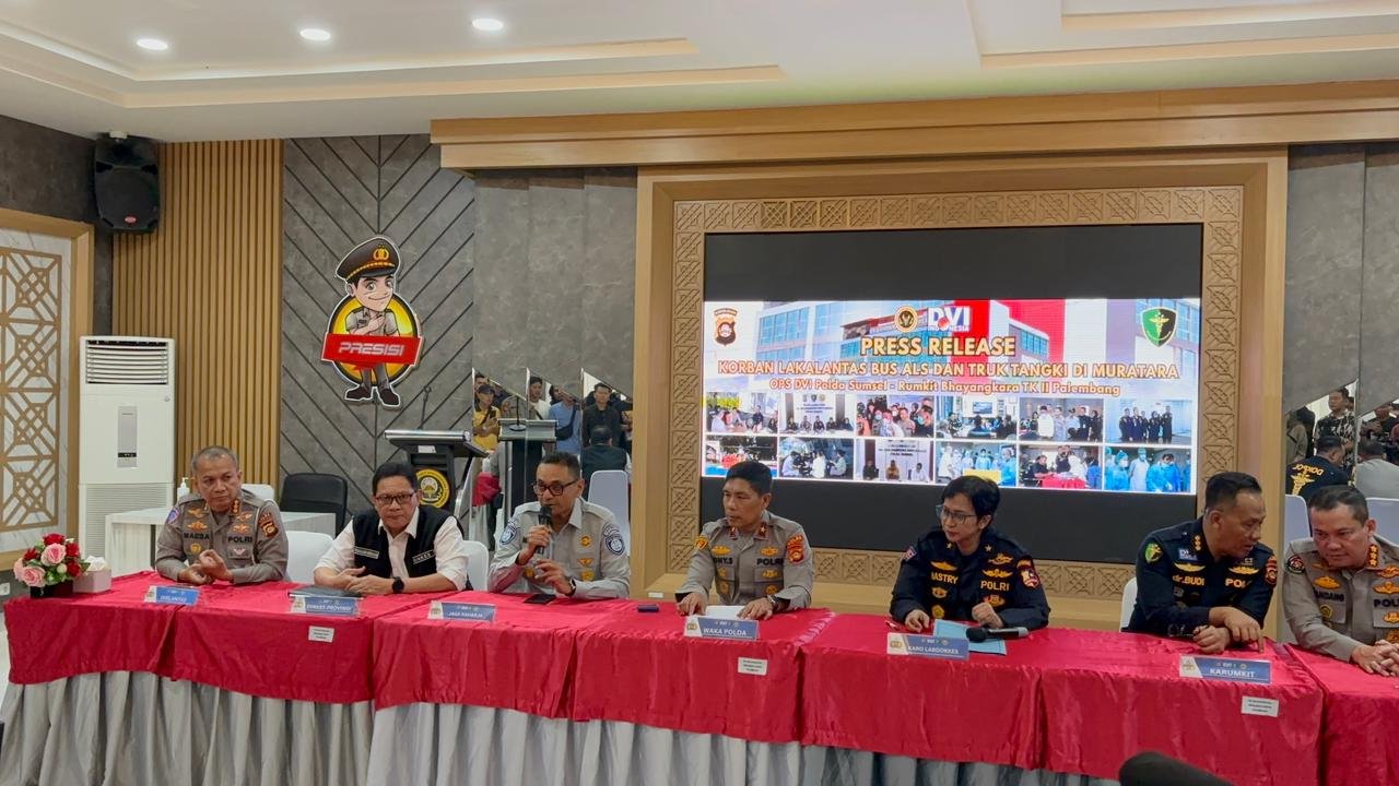 Jasa Raharja Kantor Wilayah Sumatera Selatan Hadiri Press Release Korban Kecelakaan Bus ALS dan Truk Tangki di Muratara